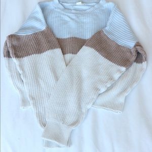 Block Stripe Cropped Knit Sweater